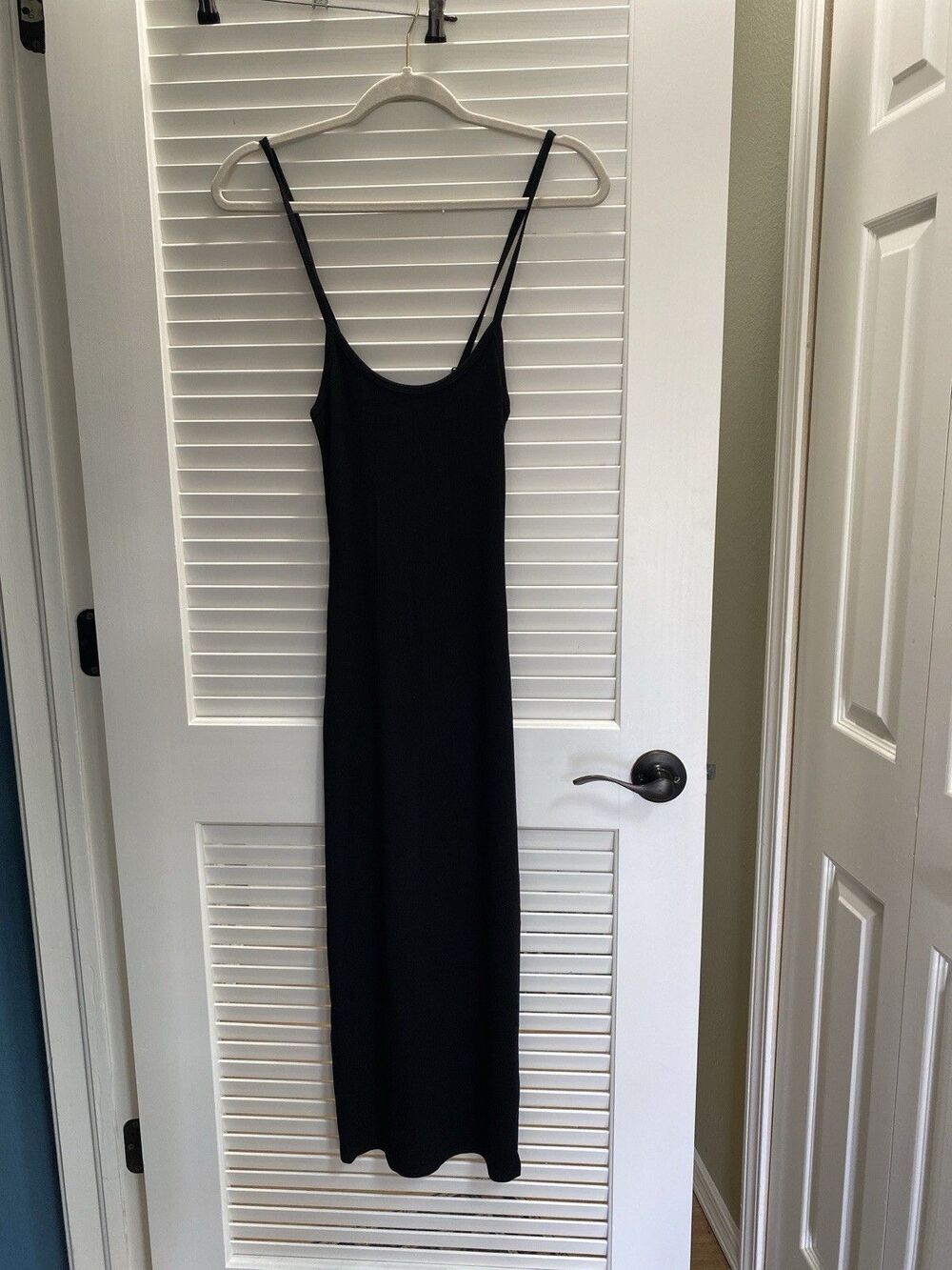 Zenana Small Black Ribbed Cami Bodycon Midi Dress Casual Basic Stretch